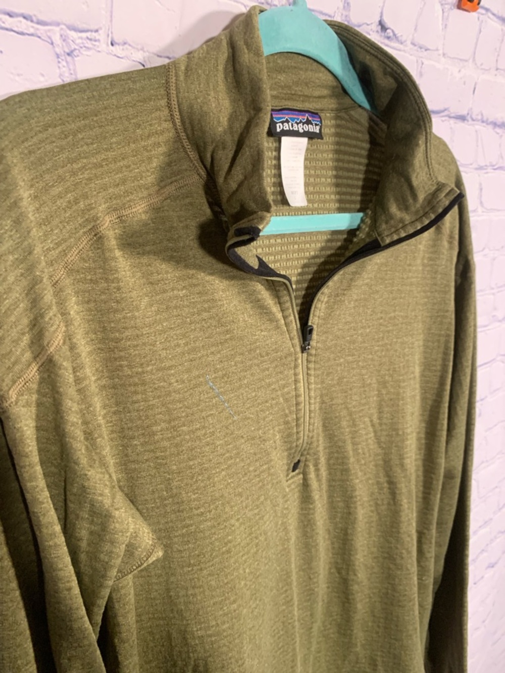 Patagonia Mens Capilene Thermal Weight Zip Neck Pullover Green L Outdoor Layer - Picture 5 of 6